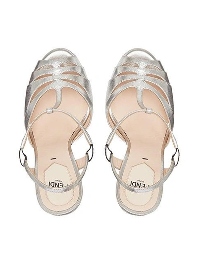 Shop Fendi Platform Sandals In Metallic