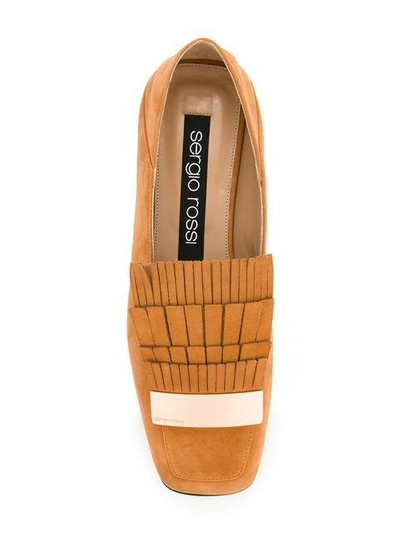 Shop Sergio Rossi Logo Plaque Loafers In Yellow