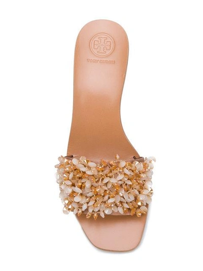 Shop Tory Burch Bead Embellished Block Heel Sandals