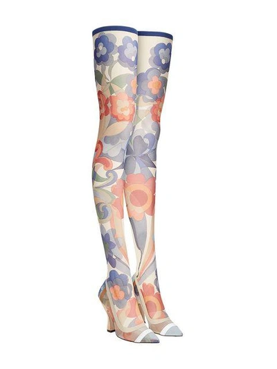 Shop Fendi Colibrì Thigh High Boots In Multicolour
