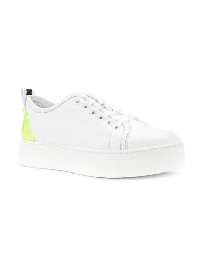 Shop Msgm Lace-up Platform Sneakers - White
