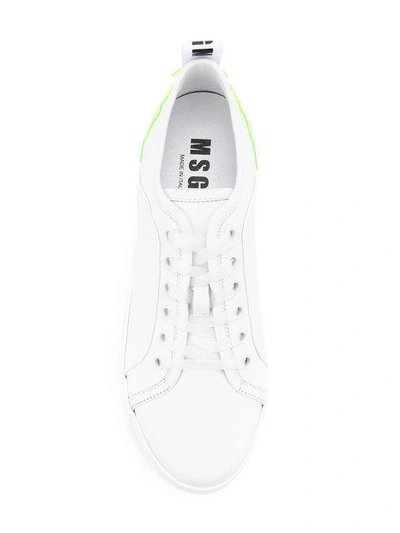 Shop Msgm Lace-up Platform Sneakers - White