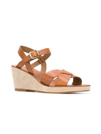 Shop Apc Crossover Strap Wedge Sandals In Neutrals