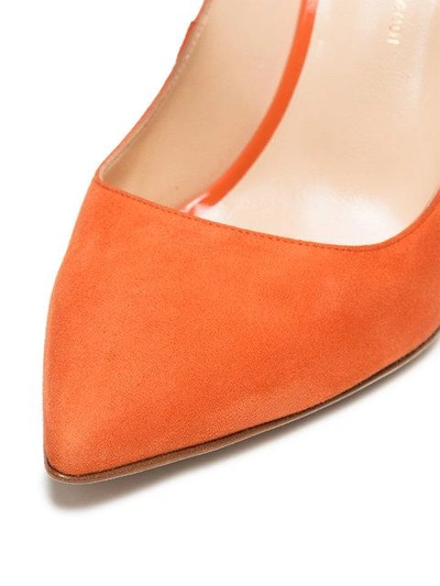 Shop Jennifer Chamandi Orange Lorenzo 105 Leather Suede Pumps