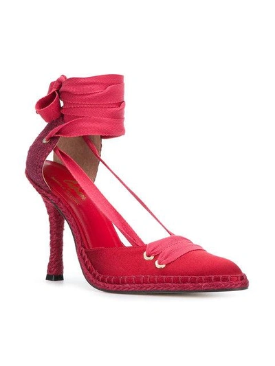 Shop Manolo X Castaner Castañer Mid-heel Espadrille Pumps - Red