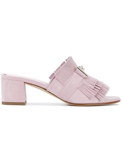 Double T fringed mules