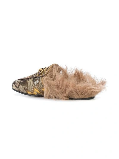 Shop Gucci Princetown Slippers In Gold