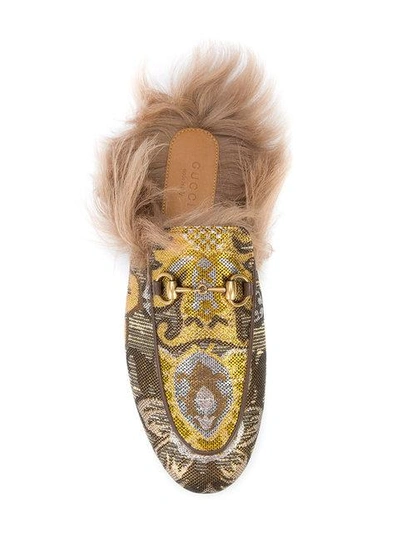 Shop Gucci Princetown Slippers In Gold