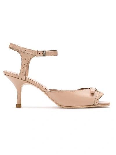 Shop Sarah Chofakian Peep Toe Sandals - Neutrals