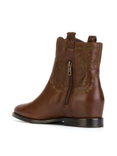 Shop Ash Cowboy Ankle Boots In Brown