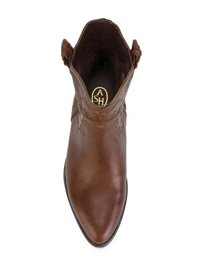 Shop Ash Cowboy Ankle Boots In Brown