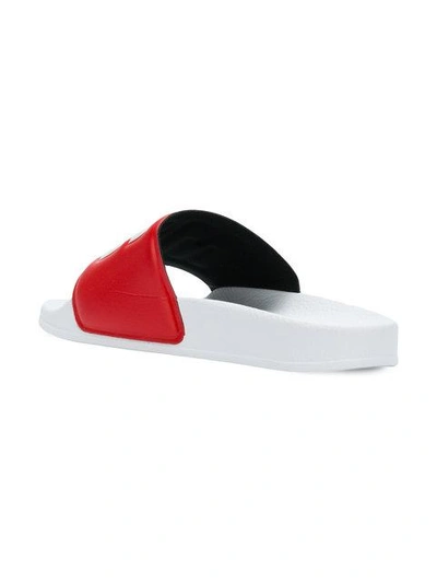 Shop Msgm Branded Sliders In Red White