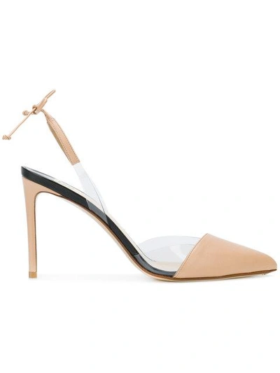 Shop Francesco Russo Transparent Insert Slingback Pumps In Neutrals