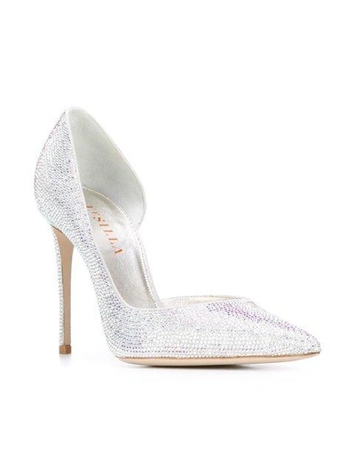 Shop Le Silla Crystal Embellished 100mm Pumps In Grey