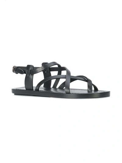 Shop Saint Laurent Strappy Sandals - Black