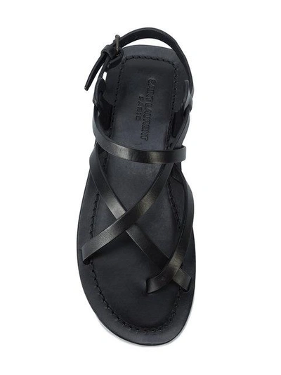 Shop Saint Laurent Strappy Sandals - Black
