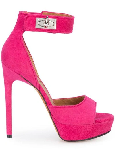 Shop Givenchy Shark Lock Sandals In Pink