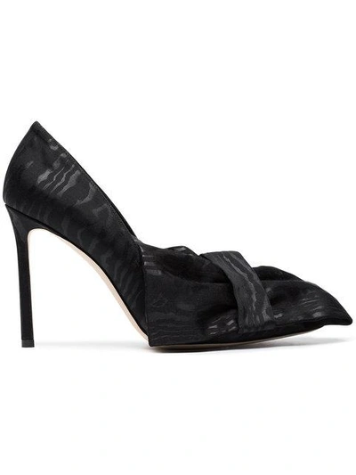 Shop Off-white C/o Jimmy Choo Black Mary 100 Silk Bow Pumps