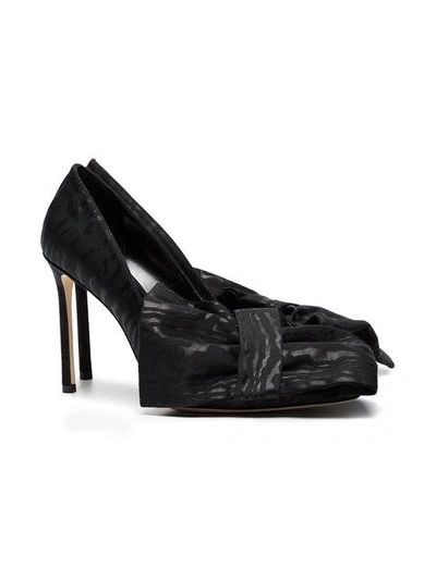 Shop Off-white C/o Jimmy Choo Black Mary 100 Silk Bow Pumps