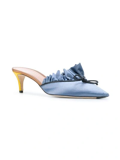 Shop Marco De Vincenzo Pleated Pointed Toe Mules - Blue