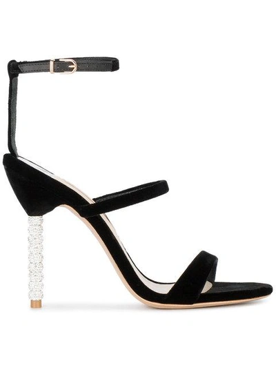 Shop Sophia Webster Black Velvet Rosalind 100 Sandals