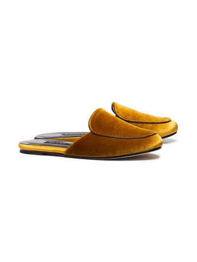 Shop Newbark Yellow Liza Velvet Mules In Orange