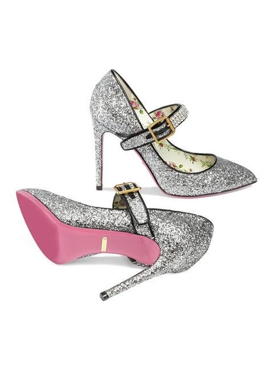 Shop Gucci Glitter Pump With Crystals In Metallic
