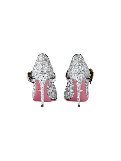 Shop Gucci Glitter Pump With Crystals In Metallic