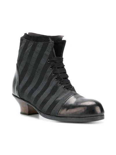 Shop Munoz Vrandecic Striped Lace-up Ankle Boots In Black
