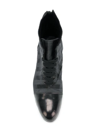 Shop Munoz Vrandecic Striped Lace-up Ankle Boots In Black