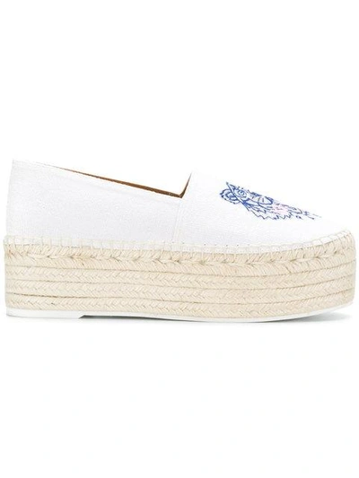 Shop Kenzo Tiger Platform Espadrilles In White