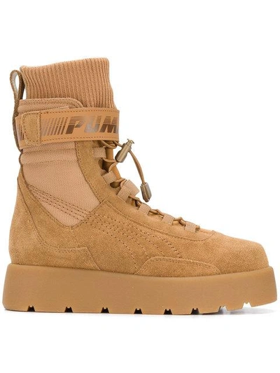 Fenty X Puma Fenty Puma By Rihanna Lace Up Boots In Brush Brush | ModeSens