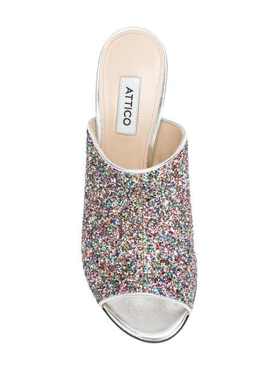 Shop Attico Glitter Mules In Metallic