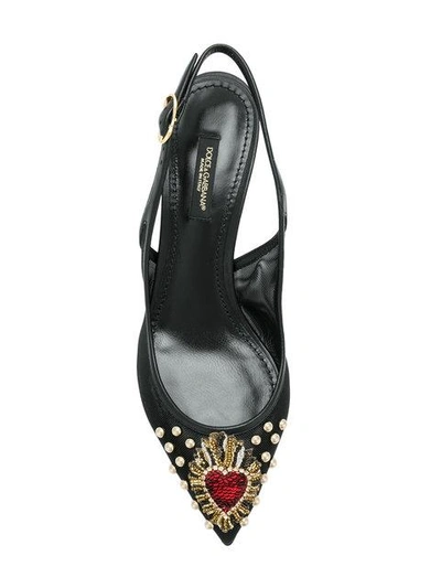 Shop Dolce & Gabbana Verzierte Slingback-pumps Mit Netzeinsatz In Black