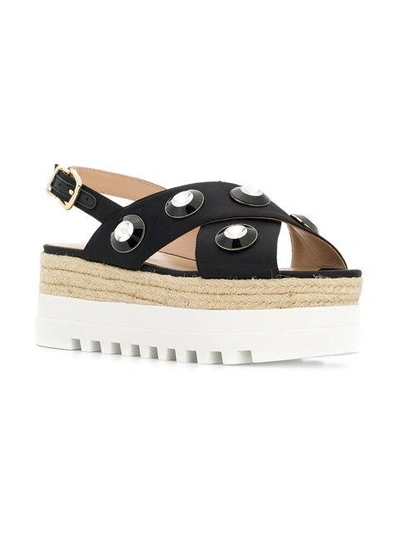 Shop Liu •jo Crystal Embellished Flatform Sandals