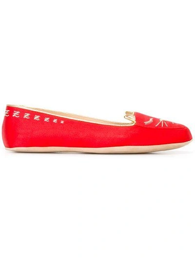 Shop Charlotte Olympia 'cat Nap' Set Aus Seide In Red