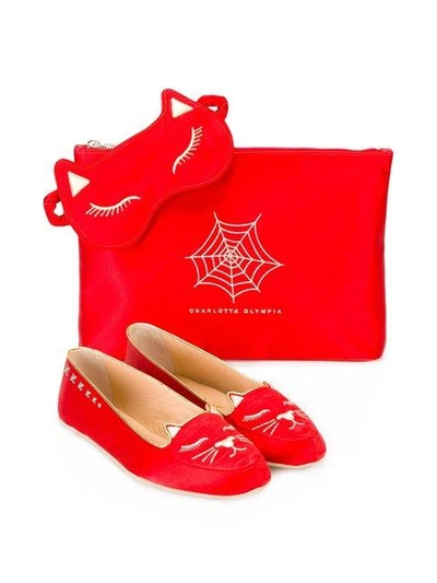 Shop Charlotte Olympia 'cat Nap' Set Aus Seide In Red