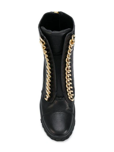 Shop Casadei Chain-trimmed Wedge Sneakers In Black