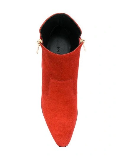 Shop Balmain Metallic Heel Boots In Red