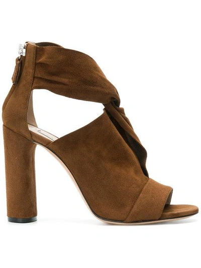 Shop Casadei Draped Crossover Sandals - Brown