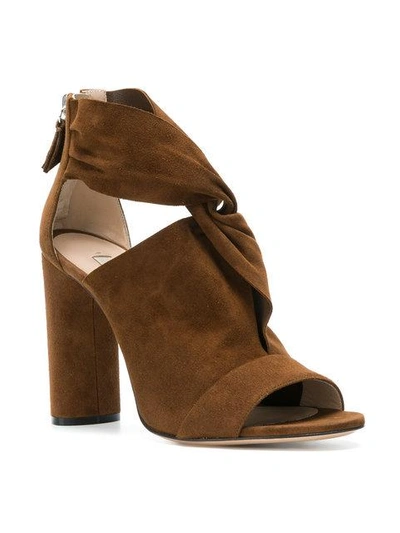 Shop Casadei Draped Crossover Sandals - Brown