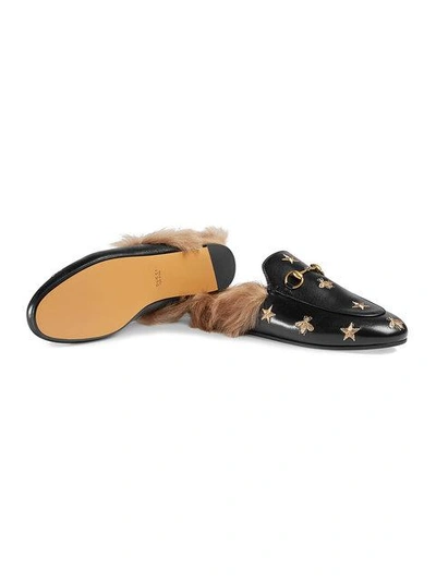 Shop Gucci Princetown Embroidered Slippers In Black