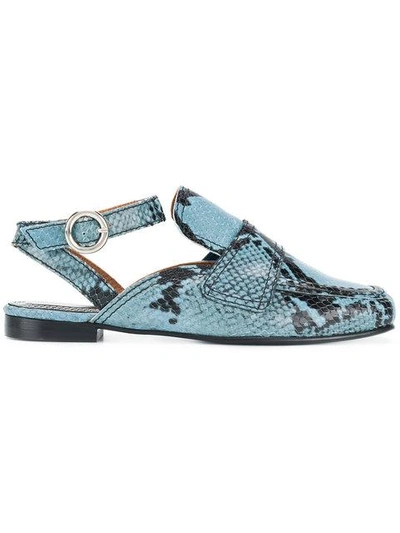 Shop Nicole Saldaã±a Snakeskin-effect Loafers In Jay2-sky Blue Emboss Printed Leather