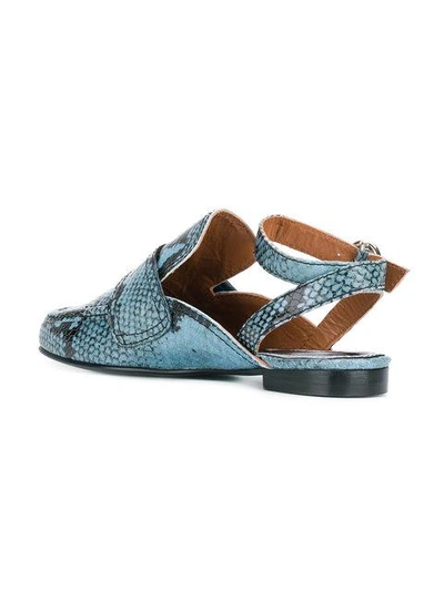 Shop Nicole Saldaã±a Snakeskin-effect Loafers In Jay2-sky Blue Emboss Printed Leather