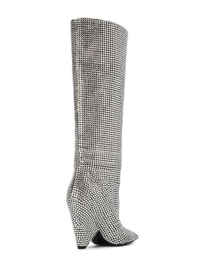 Shop Saint Laurent Niki 105 Crystal Slouch Boots In Black