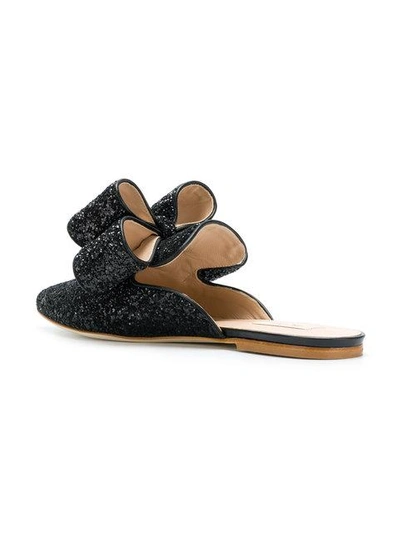 Shop Polly Plume Betty Bow Slippers In Black