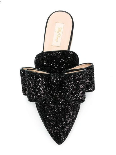 Shop Polly Plume Betty Bow Slippers In Black