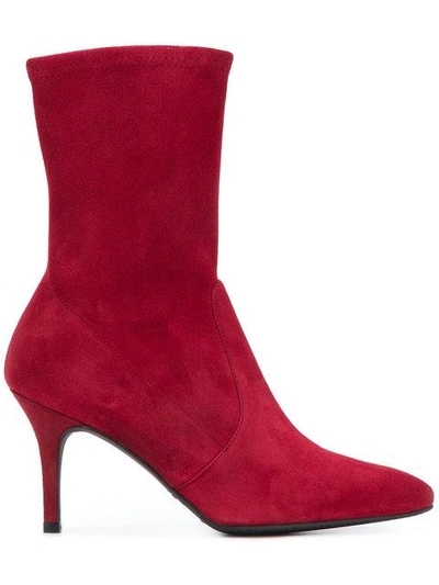 Shop Stuart Weitzman Pointed Toe Boots In Red