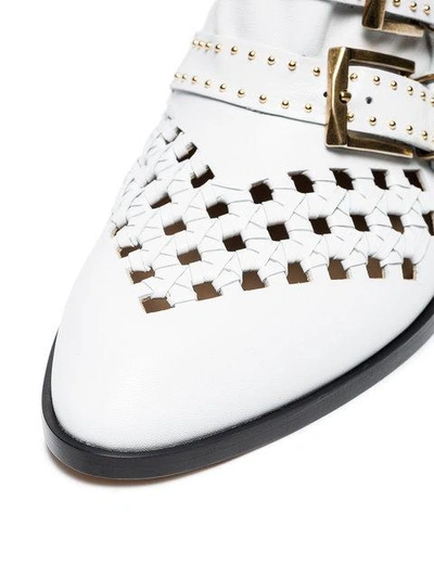 Shop Chloé White Susanna 30 Studded Leather Boots