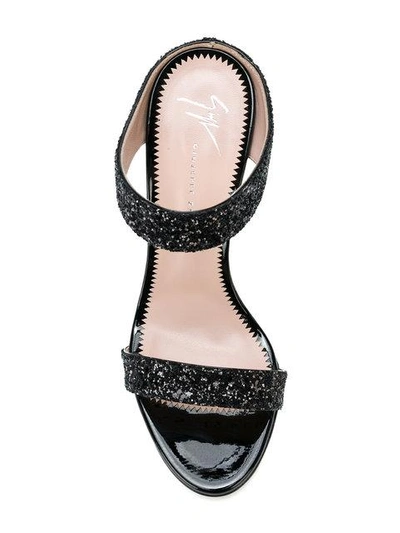 Shop Giuseppe Zanotti Glitter Strap Sandals In Black